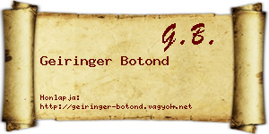 Geiringer Botond névjegykártya